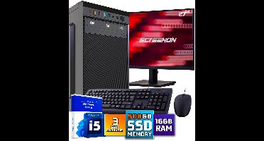 Intel Compleet PC SET | Intel Core i5 | 16 GB DDR4 | 500 GB SSD + 27 Inch Monitor + Muis + Toetsenbord | Windows 11 Pro + WiFi & Bluetooth