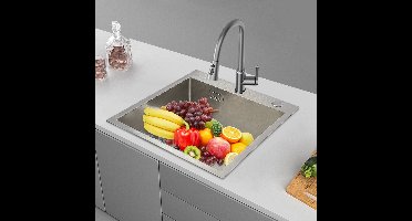 RVS Keukenspoelbak – Rechte Spoelbak – Enkele Kom – Inbouw Spoelbak – Diepe Wastafel – 201 Roestvrijstaal – Centraal Afvoerfilter