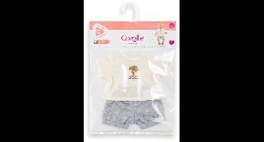 Corolle poppenoutfit T-shirt en korte broek babypop 36cm grijs.