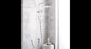 Regendouche – Doucheset – Douchekop – Douchekraan – Douche – Vierkante Hoofddouche 25,4x25,4 cm – Roestvrijstaal Met Verstelbare Chroom Wandbeugel