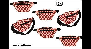 6x Brabant Heuptasje verstelbaar - rood/wit - Carnaval thema feest optocht
