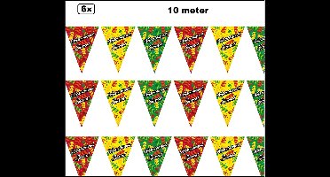 6x Luxe Vlaglijn Vastelaovend dubbelzijdig bedrukt 10 meter - Vastelaovend Same - Carnaval vlaggenlijn optocht thema feest