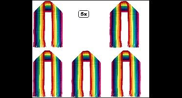 5x Gebreide Sjaal Regenboog 25cm x 175cm - Rainbow sjaal - Optocht Themafeest party festival pride