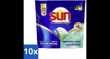 Sun – Vaatwascapsules – Brilliant Shine+ All-in-1 – 16 capsules - Bulkverpakking - 10 stuks