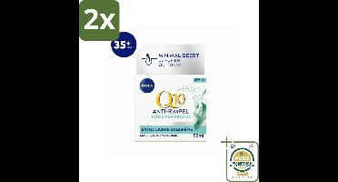 NIVEA - Q10 POWER Dagcrème - Anti-Rimpel Gezichtscrème - Poriën Verfijnend - Voor gemengde tot vette huid - SPF 15 - 50 ml - Voordeelverpakking - 2 stuks - NIVEA Q10 - Poriën verfijnende crème