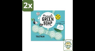 Marcel's Green Soap - Toiletblok - Munt & Eucalyptus - Langdurige werking - 1 Toiletblok - Voordeelverpakking - 2 stuks - Fris toilet - Biologisch afbreekbaar