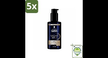 5 x Gliss - Haarserum - Night Elixer Overnight Repair - Herstel van Beschadigd Haar - 100 ml - Grootverpakking - Haar Serum - Nacht Serum - Haar Herstel - Beschadigd Haar - Glanzend Haar