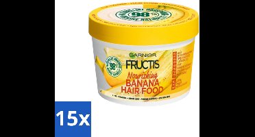 Garnier - Fructis Hair Food Banana - 3-in-1 Haarmasker - Voedend - Droog Haar - 400 ml - Bulkverpakking - 15 stuks