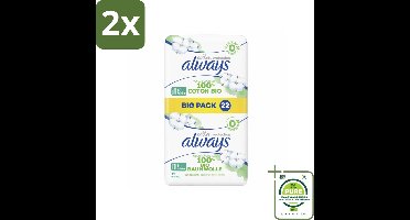 Always - Maandverband - Normal - Cotton Protection - Met Vleugels - 22 Maandverband - Voordeelverpakking - 2 stuks - Maandverband - Maandverband katoen