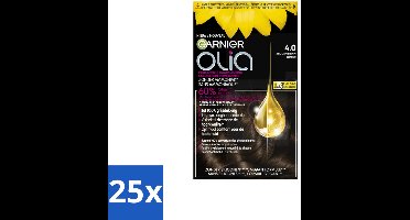 25 x Garnier - Olia 4 - Haarkleuring - Middenbruin - Zonder Ammoniak - 60% Olie - Permanente Kleur - Haarkleuring - Middenbruin - Permanent - Zonder Ammoniak - 60% Olie
