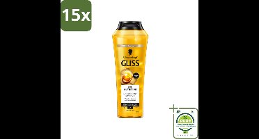 15 x Gliss - Shampoo - Oil Nutritive - Voor Voedend en Zijdezacht Haar - 250 ml - Grootverpakking - Glans Shampoo - Voedende Shampoo - Droog Haar Shampoo - Haarverzorging - Haar Conditioner
