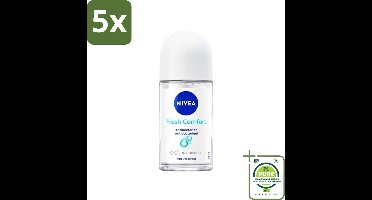 5 x NIVEA - Deodorant Roller - Frisse Comfort - Antibacterieel - 50 ml - Grootverpakking - NIVEA Deodorant - Deodorant Roller - Antitranspirant - Frisse Geur - Katoen Geur