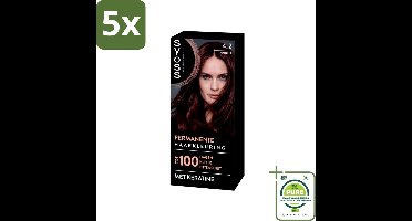 5 x SYOSS - Coloration 4-2 Mahonie - Haarverf - Grijsdekking - Vermindert Haarbreuk - Grootverpakking - Permanente Haarkleuring - Haarkleur - Grijsdekking - Professionele Kleur - Keratine