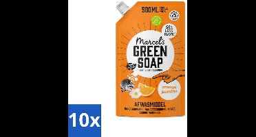 Marcel's Green Soap - Navulling - Afwasmiddel - Sinaasappel & Jasmijn - Plantaardig & duurzaam - 500 ml - Bulkverpakking - 10 stuks