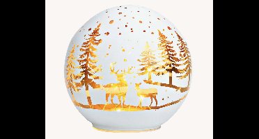 LED lichtbal, winter bosdecor, gemaakt van mat wit glas (B/H/D) 15x14x15cm