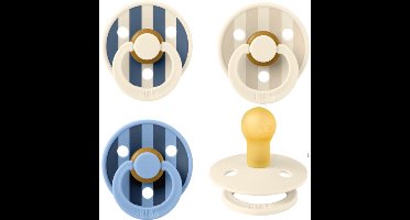 Bibs studio fopspenen maat 2 (6-18 maanden) Set 3 fopspenen - Block Steel Blue - Block Ivory Steel Blue - Block Ivory Vanilla