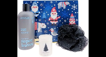 Attitude Men Kerst Cadeauset – 3-delig – Shower Gel + Kerstkaars + Puff – Cadeau voor hem