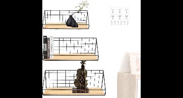 Houten Plank Wandmontage - Hoekrek Display Decor - Hoekplank - Zwevende Wandplank - Organizer voor Slaapkamer Keuken Badkamer - Decoratie