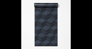 Dutch Wallcoverings - Renaissance - Natural Cube Cobolt - Vliesbehang - 10m x 53cm - RE521095