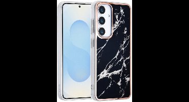 TUNIQ telefoonhoesje voor Samsung Galaxy S25 - Siliconen backcover - Marmer zwart