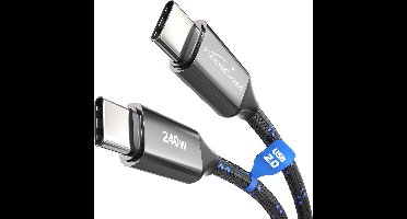 USB C-kabel voor Snel Opladen met Nylon Vlechting en Breukbestendige Connectoren - 3m, Geschikt voor Telefoons en Laptops