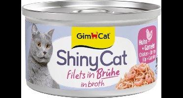 24 x 70 g - GimCat ShinyCat Filets in broth kip + garnalen
