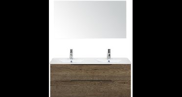 Seville Badmeubelset 120 cm - 2 Laden Tabacco Edge - Wastafel Enjoy Dubbel met Spiegel