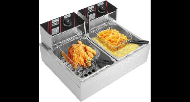 RVV® Frituurpan dubbel - Frituurpan - Zilver - 41cm x 38cm x 30cm