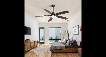 Stille plafondventilator - 18W - 52 inch - Met verlichting, drie temperatuurinstellingen - Met wifi - Met afstandsbediening - Zes ventilatorsnelheden