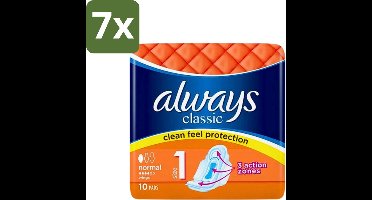 Always Classic - Maandverband - Normaal met Vleugels - 10 Maandverbandjes - Bulkverpakking - 7 stuks