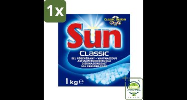 1 x Sun Classic - Vaatwaszout - Klassiek Systeem - 1 kg - Vaatwaszout - Vaatwasser Schoonmaken - Kalkaanslag Voorkomen - Vaatwasser Onderhoud - Vaatwasser Zout