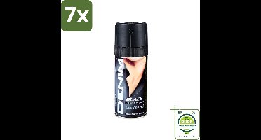 7 x Denim - Deodorant Aerosol - Black Geur - Voor Mannen - 150 ml - Grootverpakking - Deodorant - Mannelijke Geur - Deodorant Spray - Langdurige Frisheid - Antitranspirant