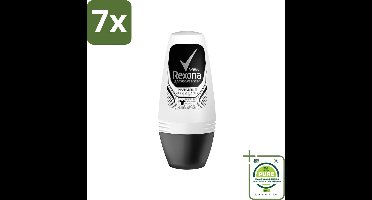 7 x Rexona Men - Invisible On Black & White - Deo Roller - 50 ml - Grootverpakking - Rexona Deodorant - Deodorant Voor Mannen - Antitranspirant - Vlekkenvrije Deodorant - Deodorant 50 Ml
