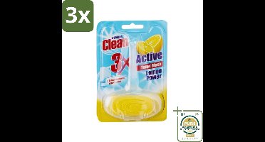 3 x At Home - Clean - Toiletblok - 3in1 Active - Lemon Power - Neutraliseert & Reinigt - 1 Blok - Grootverpakking - Toiletblok - Toilet Reinigen - Toilet Geuren Neutraliseren - Toilet Verfrissen - Toilet Schoonhouden