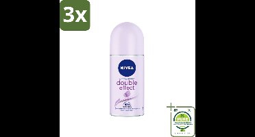 3 x Nivea - Deodorant - Roller - Double Effect - 48 Uur Lang Werkend - 50 ml - Grootverpakking - NIVEA Deodorant - Anti-transpirant - 48 Uur Bescherming - Okselhaartjes Verzachten - Avocado Extract
