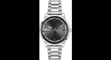 HUGO HU1530364 #STAMP Heren Horloge - Mineraalglas - Staal - Zilverkleurig - 42 mm breed - Quartz - Vouw/Vlindersluiting - 3 ATM (spatwater)