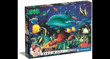Clementoni puzzel 1000 stukjes - Magical 3D met gratis bril - dolfijnen