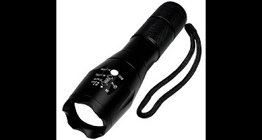 Zaklamp op Batterijen - Krachtige Militaire Zaklamp LED 10W - Ideaal voor Noodpakket voor Thuis 72 uur - Denk Vooruit - Zoom in Functie met 5 Standen - Luume - Zwart