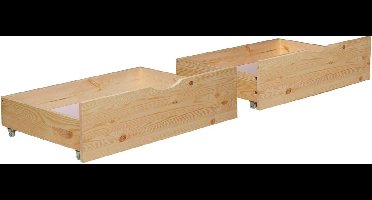 Homestyle4u Bedlade met wieltjes, hout, naturel, set van 2, bedlade, laden, 2 stuks