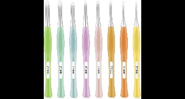 8-delige ergonomische antislip haaknaaldenset voor beginners - zachte grip - mutsen, handschoenen, sjaals - breien - doe-het-zelf - 2,5-6 mm (C-J)