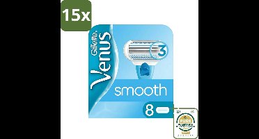 15 x Gillette - Venus Smooth - Zachte scheerbeurt - 8 Navulscheermesjes - Grootverpakking - Venus Smooth - Scheermesjes Voor Vrouwen - Scheermesjes - Navulmesjes - Zachte Scheerbeurt