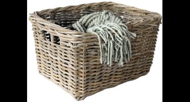 Van der Leeden Fietsmand - Bakkersmand - lichtbruin - 50 x 40 x 30 cm - gevlochten riet - bevestigen voorzijde