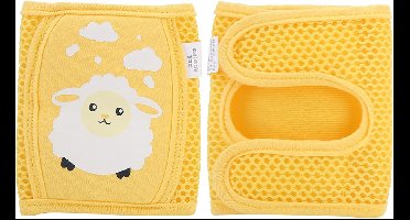 Kraftverdia - Baby kniebeschermers - Kniebeschermers kinderen - Kniebeschermers kind - Kruipen - Leren kruipen - Baby veiligheid - Unisex - Klittenband - Vergroot het beschermde gebied en bescherm effectief - 1 paar - Geel schapenpatroon