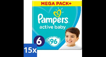 Pampers - Active Baby - Luiers - Maat 6 (13-18 kg) - Extra Groot - 96 Luiers - Bulkverpakking - 15 stuks