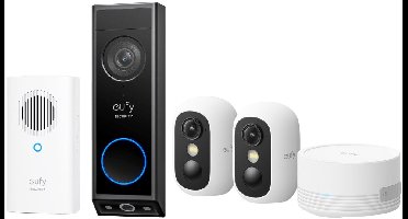 eufy Video Deurbel E340 met Chime + eufyCam C35 - Incl. 2 Camera, HomeBase Mini – Beveiligingsset – Voordeelbundel