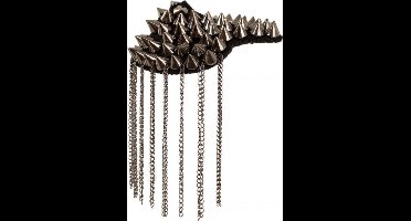 Epaulettenkapje met spikes grijs metalic 1 paar