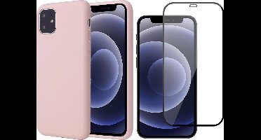 Hoesje geschikt voor iPhone 13 en Screenprotector - Fluweelzachte Backcover - Roze