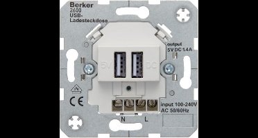 Berker USB stopcontact - 2 voudig - 1.4A - basiselement - 260009
