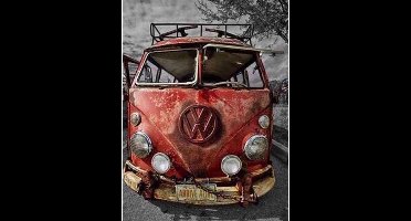 Diamond painting - Rode volkswagenbus met roest - Geproduceerd in Nederland - 30 x 40 cm - canvas materiaal - vierkante steentjes - Binnen 2-3 werkdagen in huis