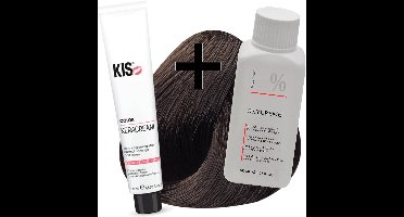 KIS haarverfset - 4E Middelbruin espresso  - haarverf & waterstofperoxide